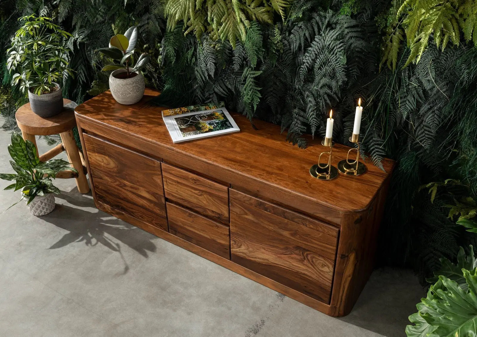 TV board Sheesham 147x40x58 walnut Sideboard 147x40x58 TV board jlhomedecor2021.myshopify.com