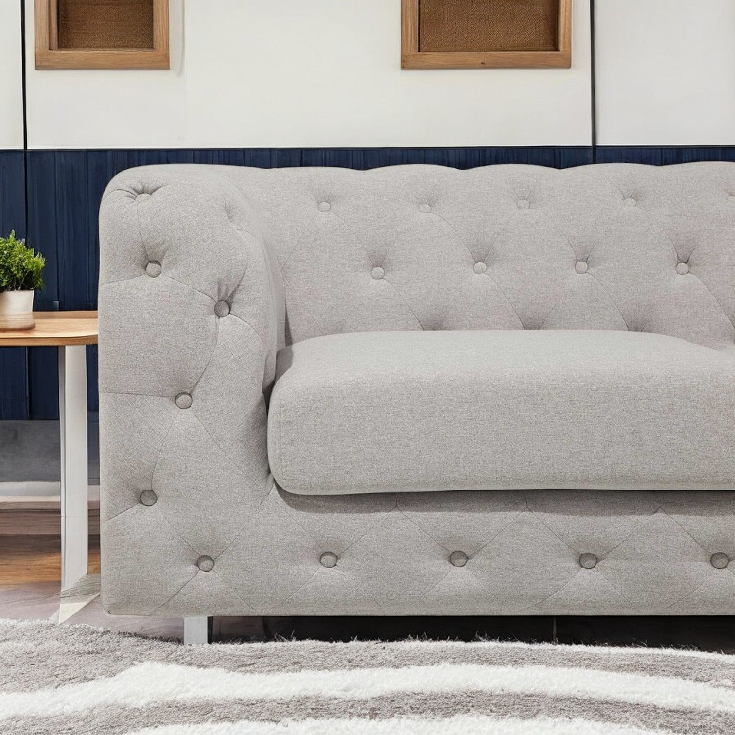 "Comfortable sofa set perfect for family gatherings."
