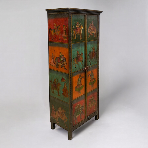 Rajasthani Color Painted Wardrobe Solid Wood