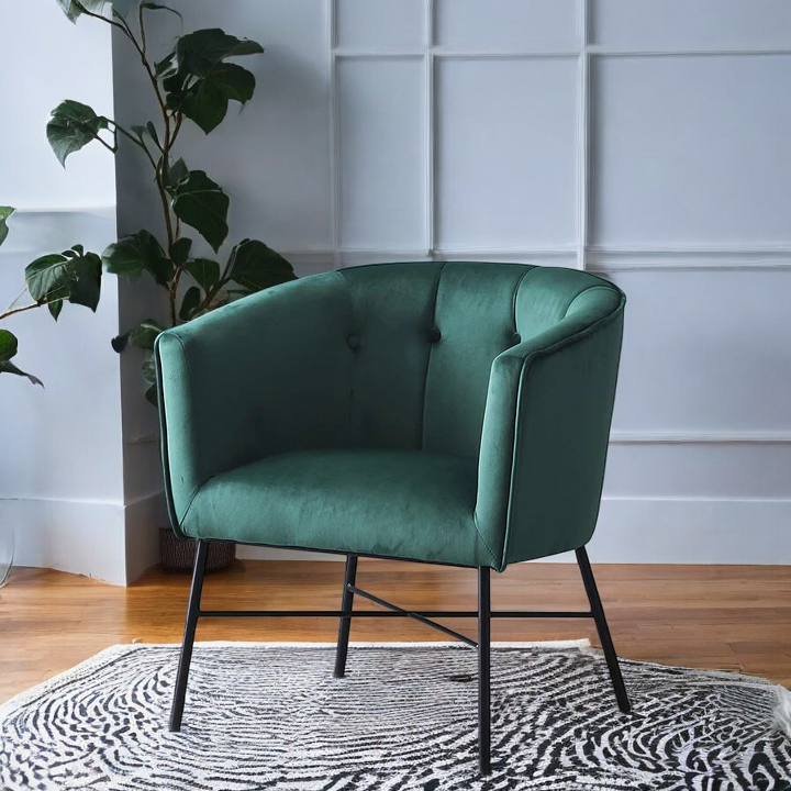 Chair in Emerald Green Velvet | Diniaing chair | wooden chair | living room chairs | wooden chair design | cafe chairs | accent chairs