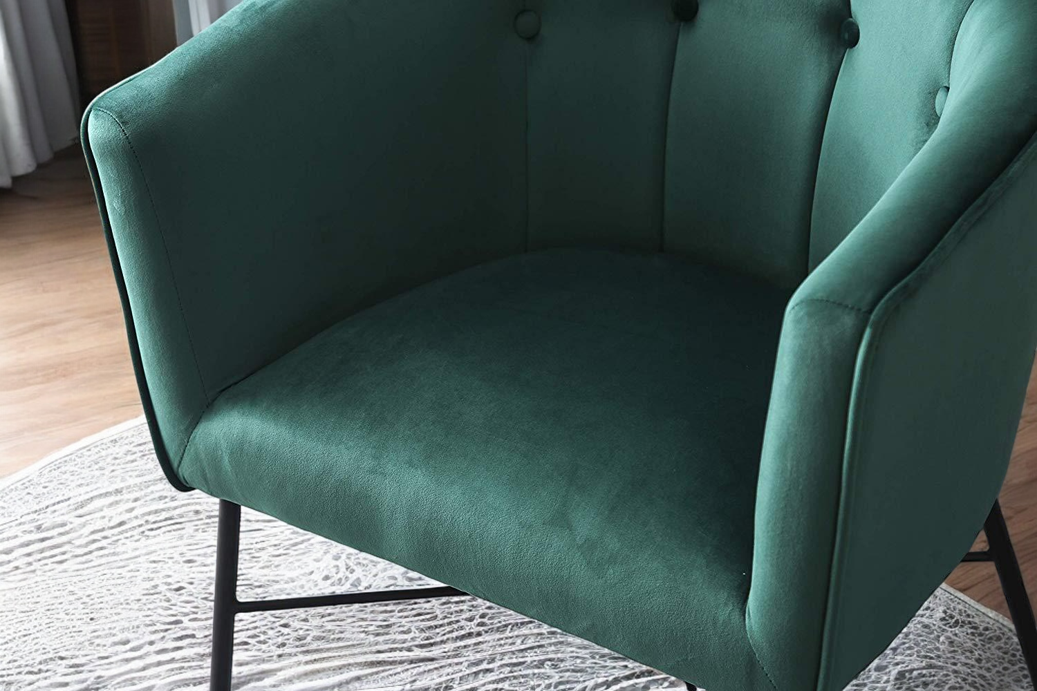 Chair in Emerald Green Velvet | Diniaing chair | wooden chair | living room chairs | wooden chair design | cafe chairs | accent chairs