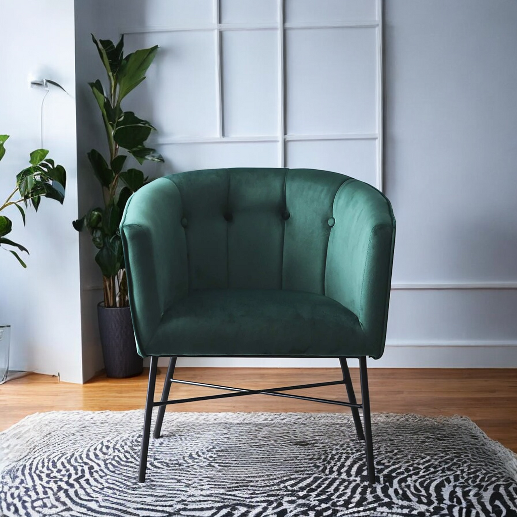 Chair in Emerald Green Velvet | Diniaing chair | wooden chair | living room chairs | wooden chair design | cafe chairs | accent chairs
