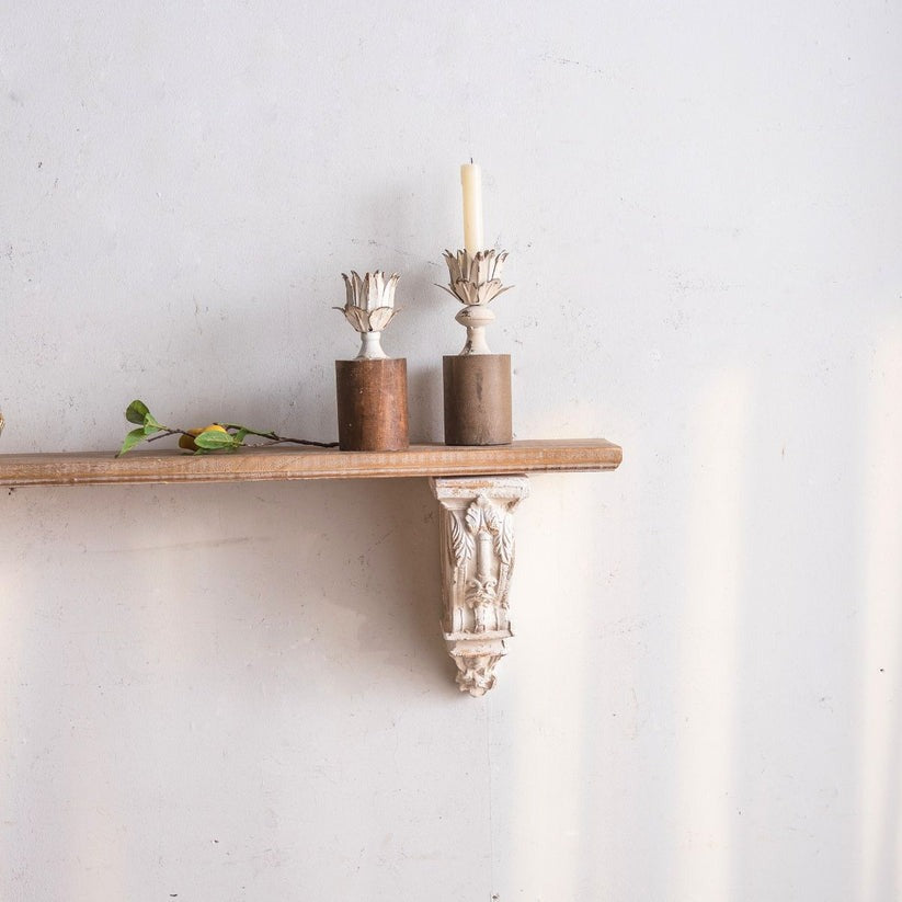 Rustic Large Wooden Wall Shelf – Handcarved Decorative Shelf for Living Room & Bedroom