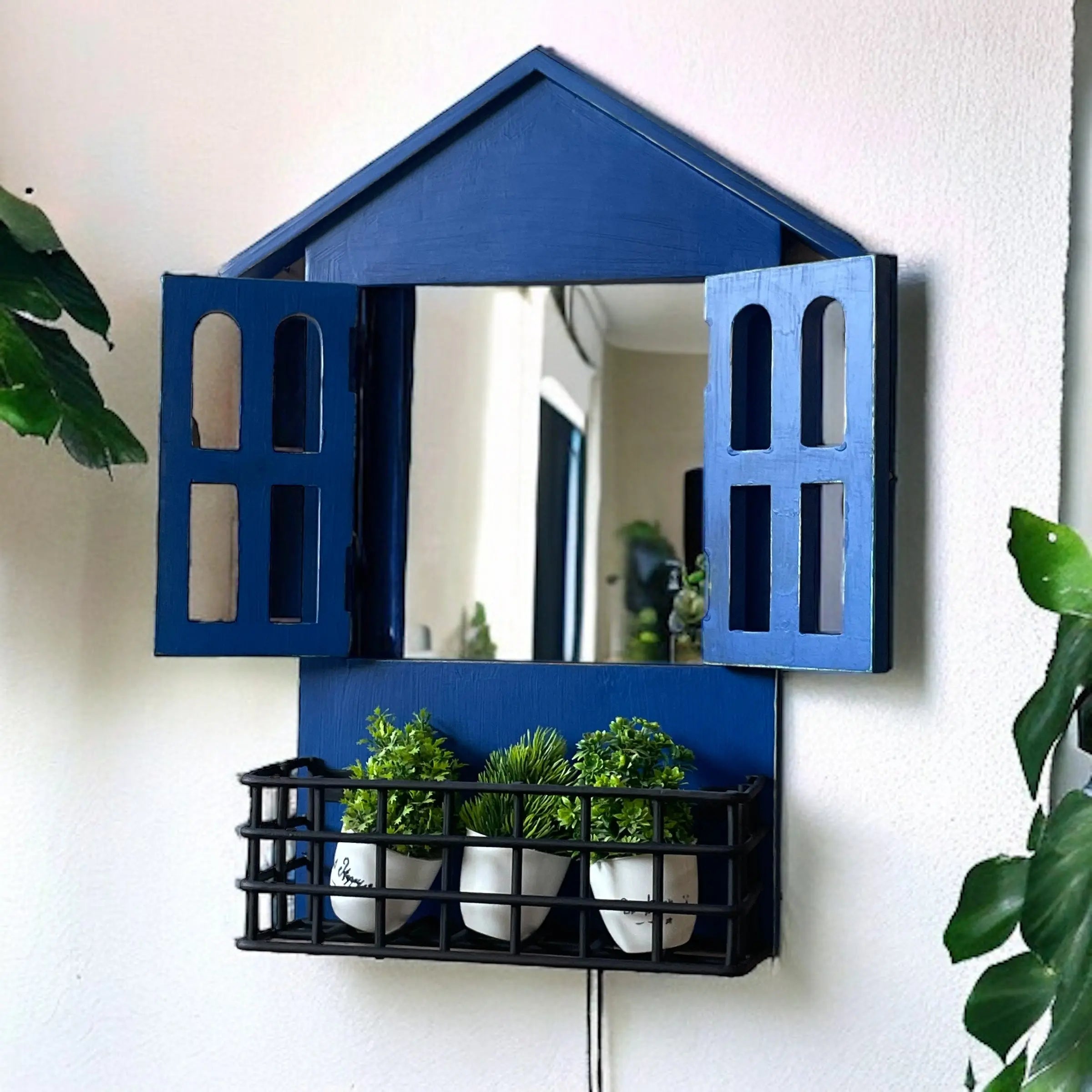 Window Mirror Design: House Window Mirror with Iron Shelf | 57x15x38 cms Mirror  arched wall mirror jlhomedecor2021.myshopify.com