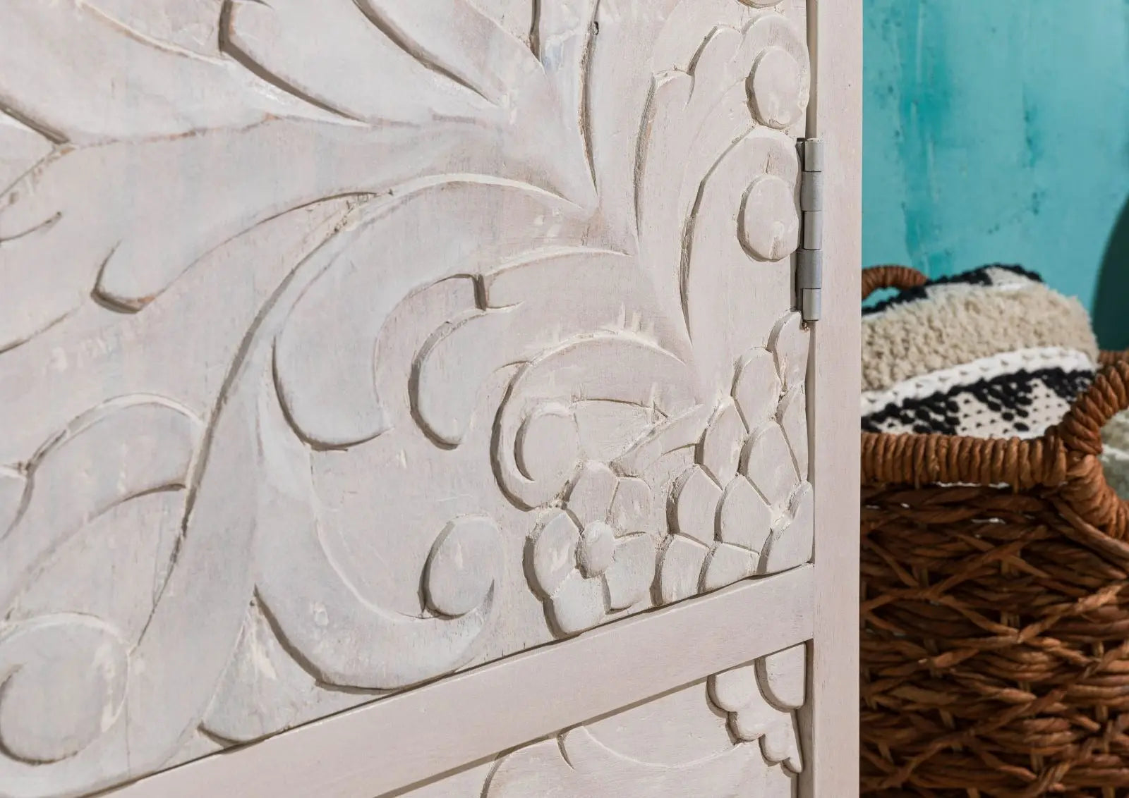Wardrobe Mango 108x64x180 white Wardrobe 108cm width carved Mango wood wardrobe jlhomedecor2021.myshopify.com