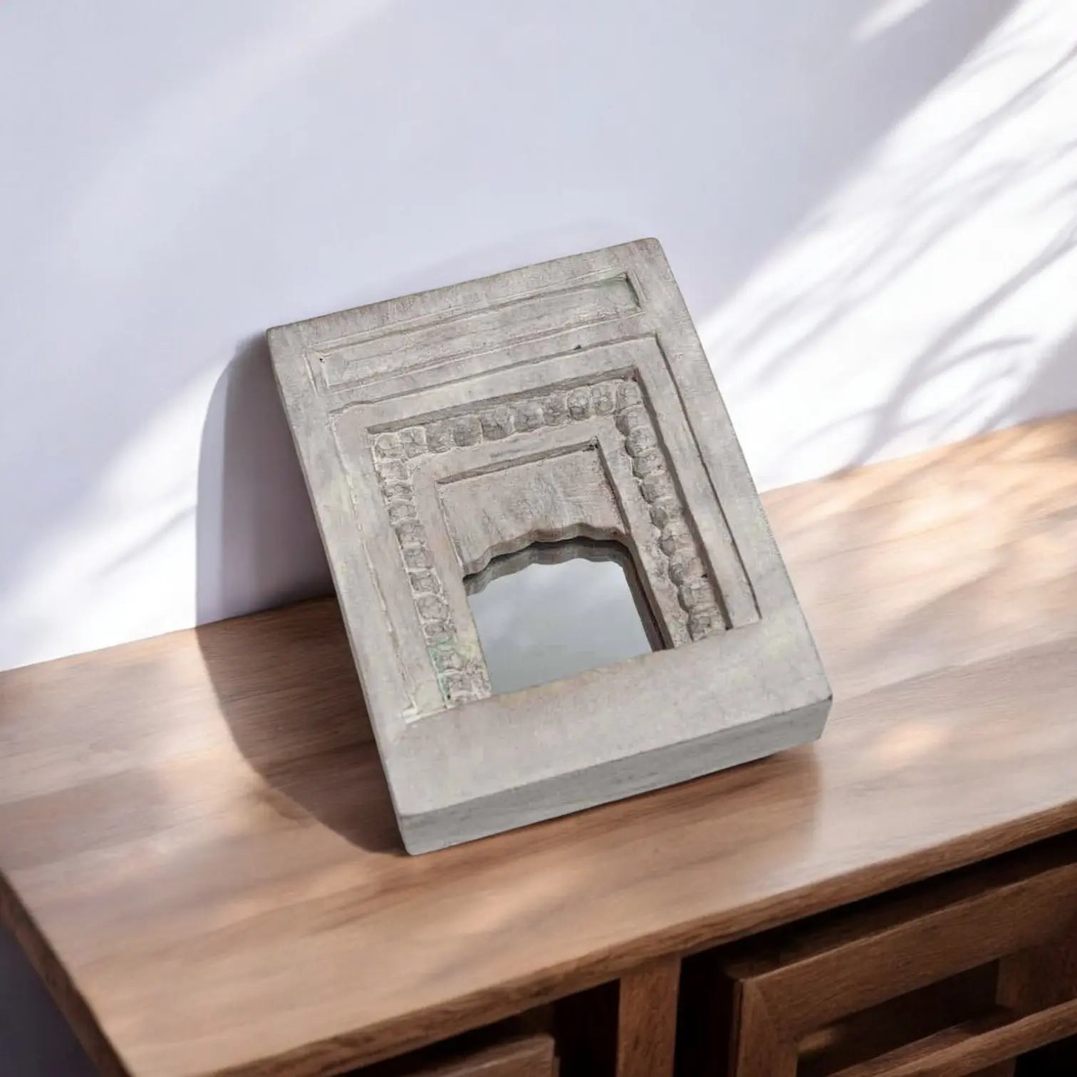 Temple Mirror White Hand Carved Mirror  architectural design jlhomedecor2021.myshopify.com
