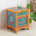 Hand Painted Side Table | Wooden Cabinet | Bedside | Side Decor - J.L.HOME DECOR