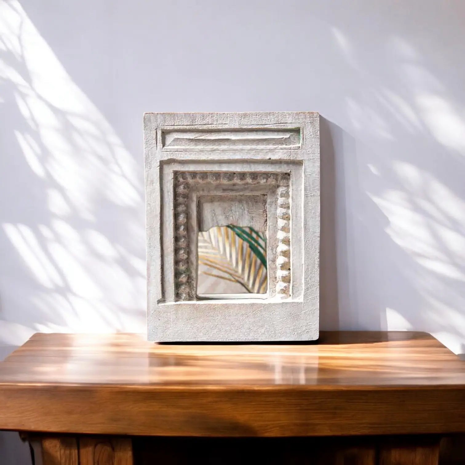 Temple Mirror White Hand Carved Mirror  architectural design jlhomedecor2021.myshopify.com