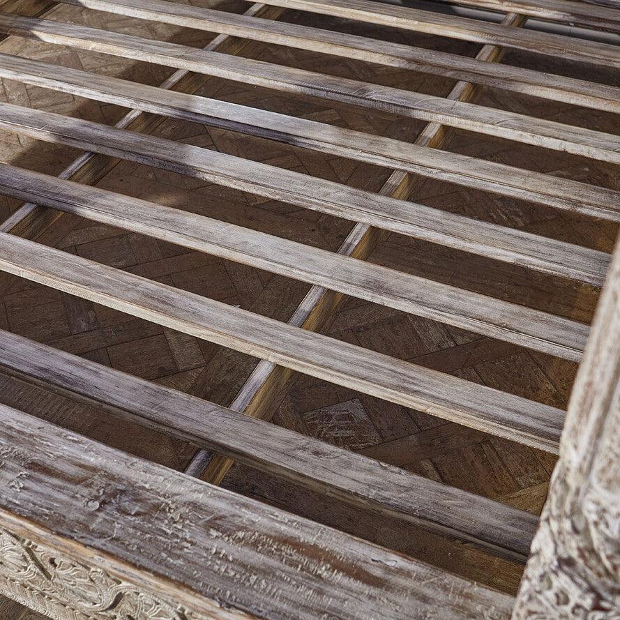 Close-up of a wooden lattice structure