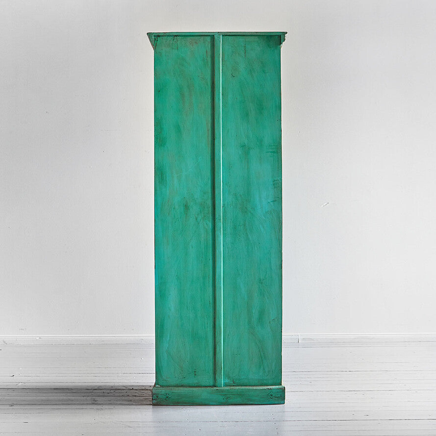 Carved Tall Mango Wood Cabinet - Handcrafted 213cm Solid Wood Armoire with Floral Relief