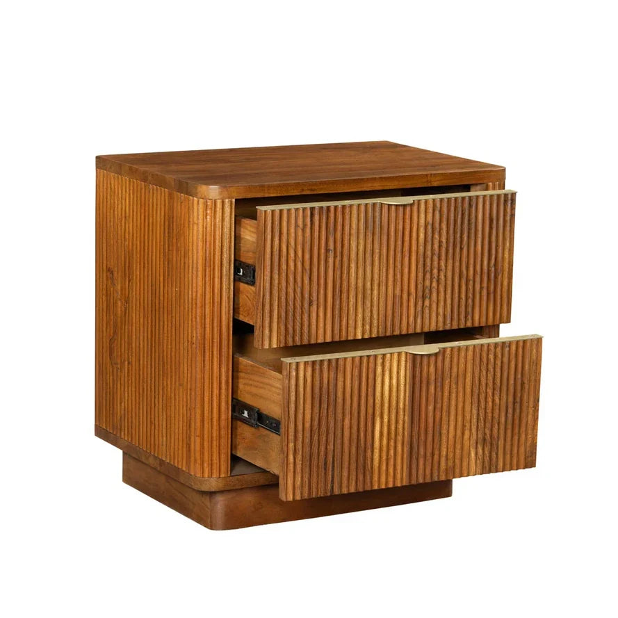 Art Nouveau Bedside Table | Solid Acacia Wood Nightstand | 64 x 45 x 65 cm | Life is Beautiful Collection