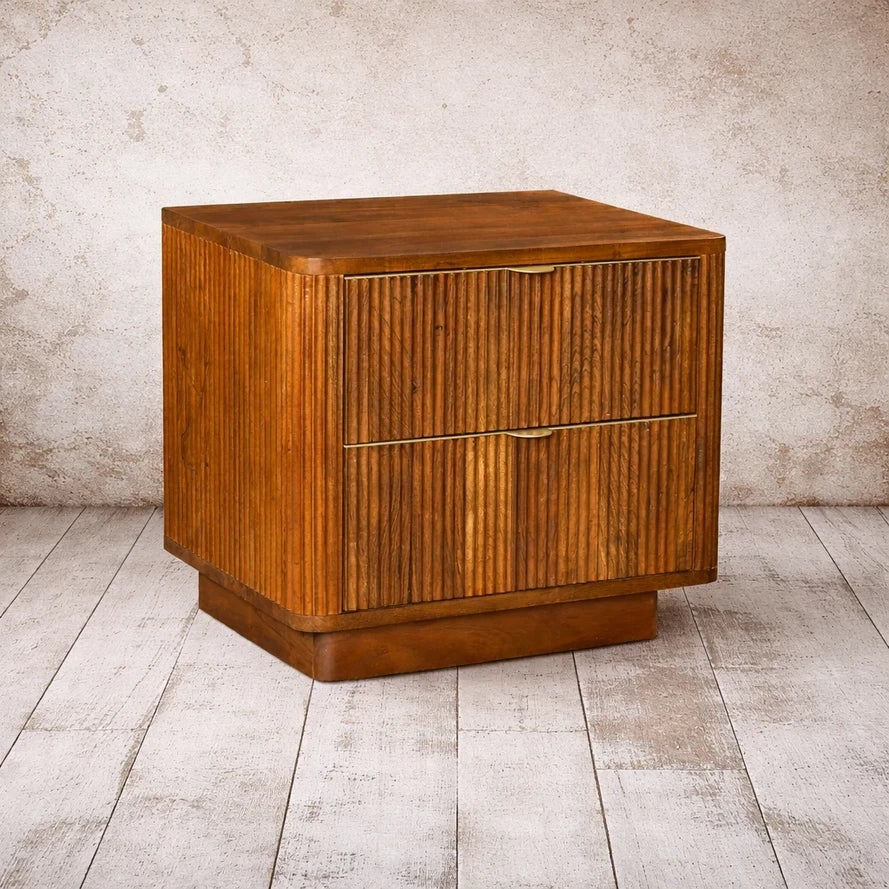 Art Nouveau Bedside Table | Solid Acacia Wood Nightstand | 64 x 45 x 65 cm | Life is Beautiful Collection