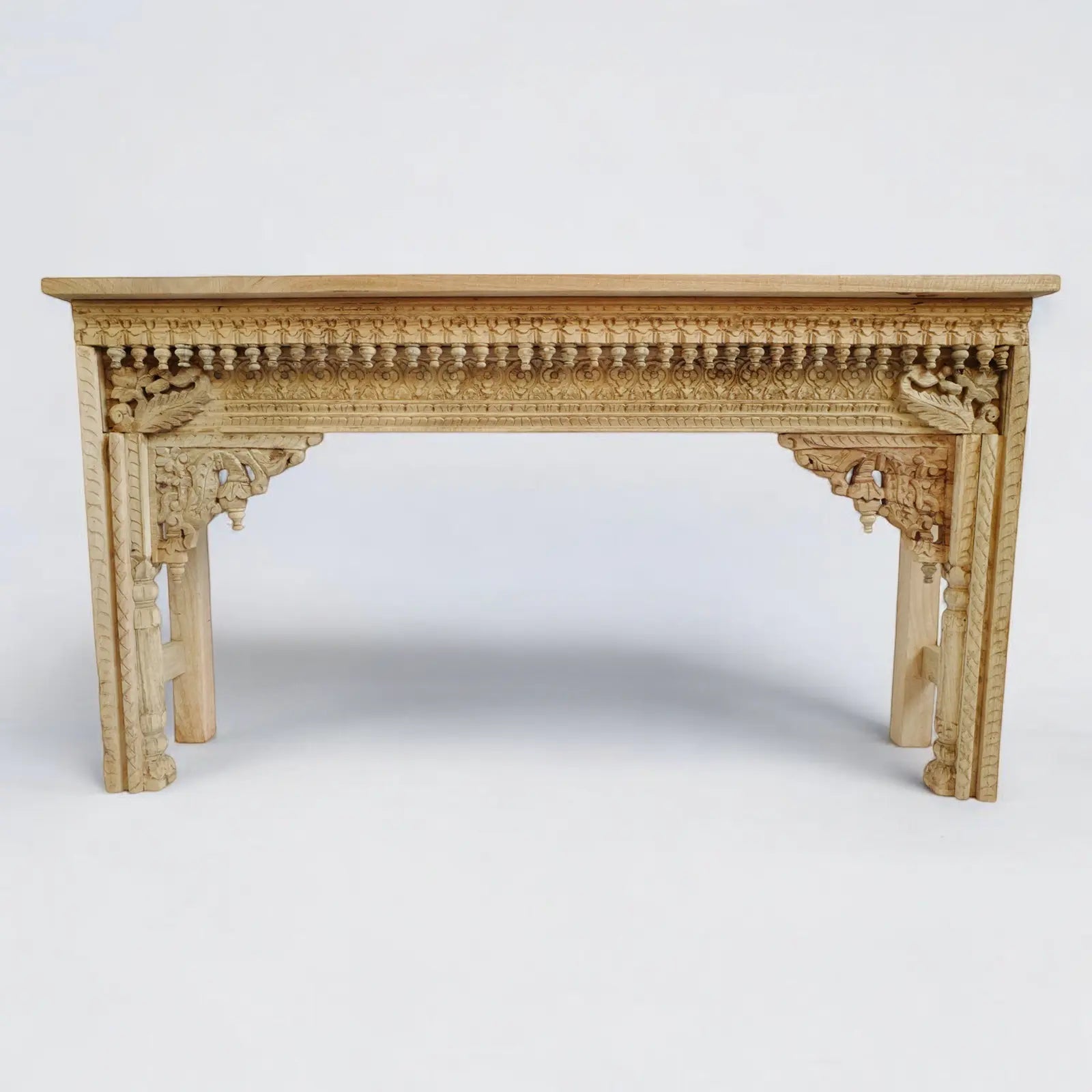Natural Architectural Solid Wood Console Table Console Table  Architectural Carved Console jlhomedecor2021.myshopify.com