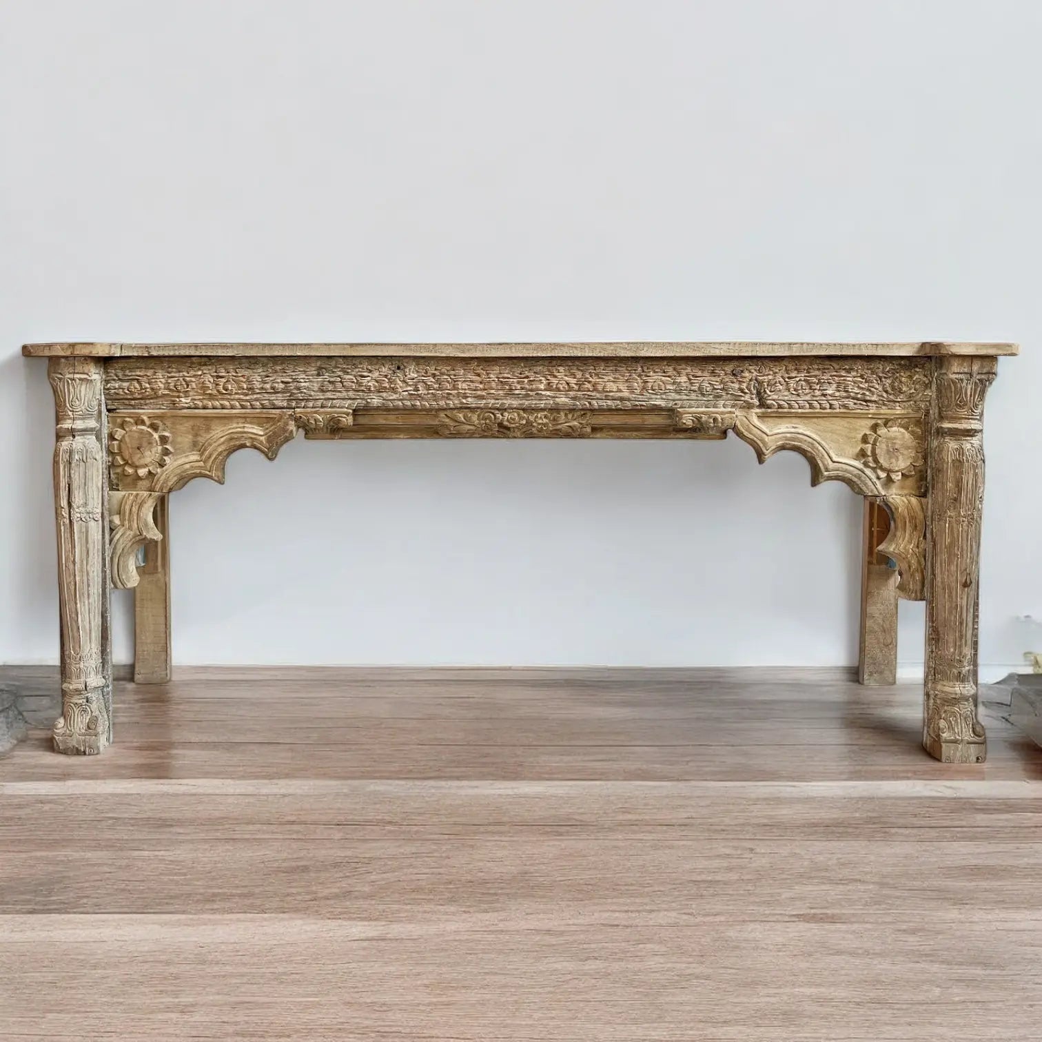 Beautiful Architectural Old White Rustic Carving Console Table Console Table  Antique Console Table jlhomedecor2021.myshopify.com