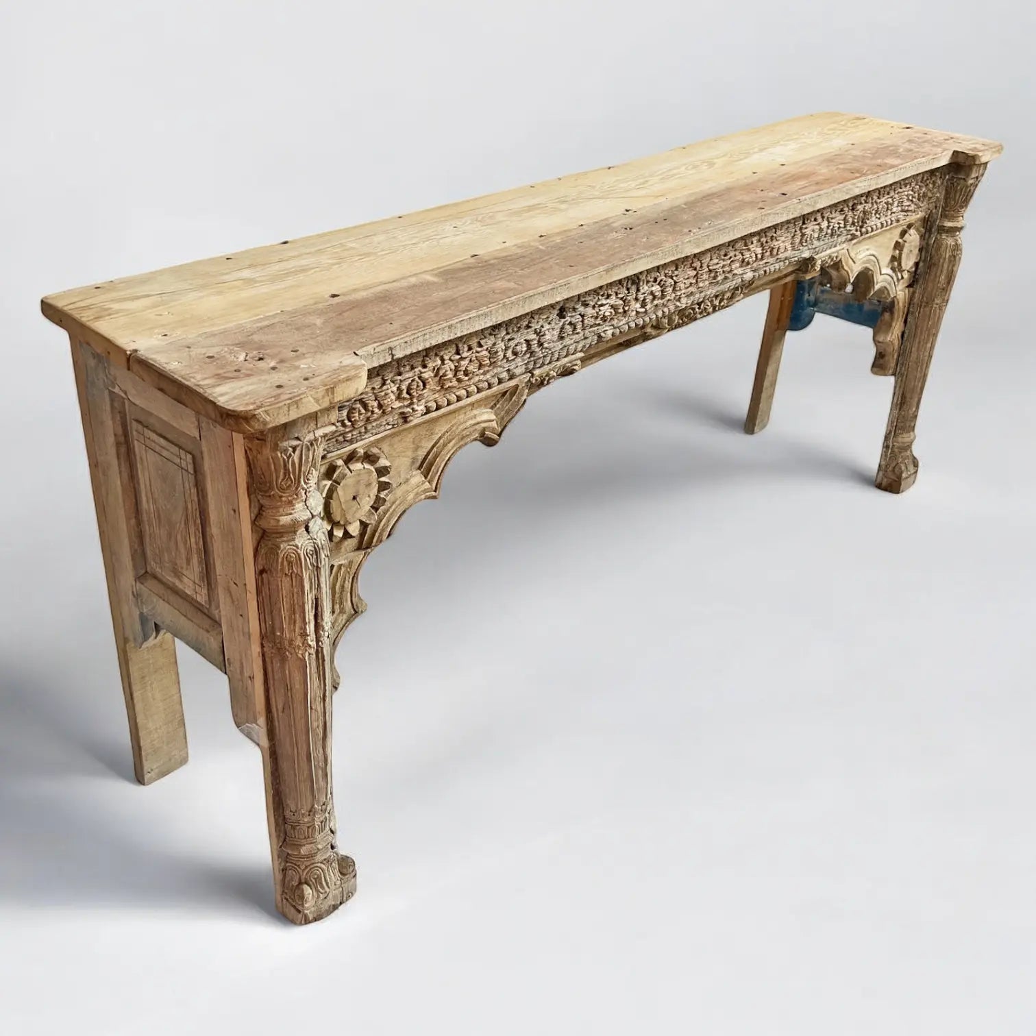 Beautiful Architectural Old White Rustic Carving Console Table Console Table  Antique Console Table jlhomedecor2021.myshopify.com