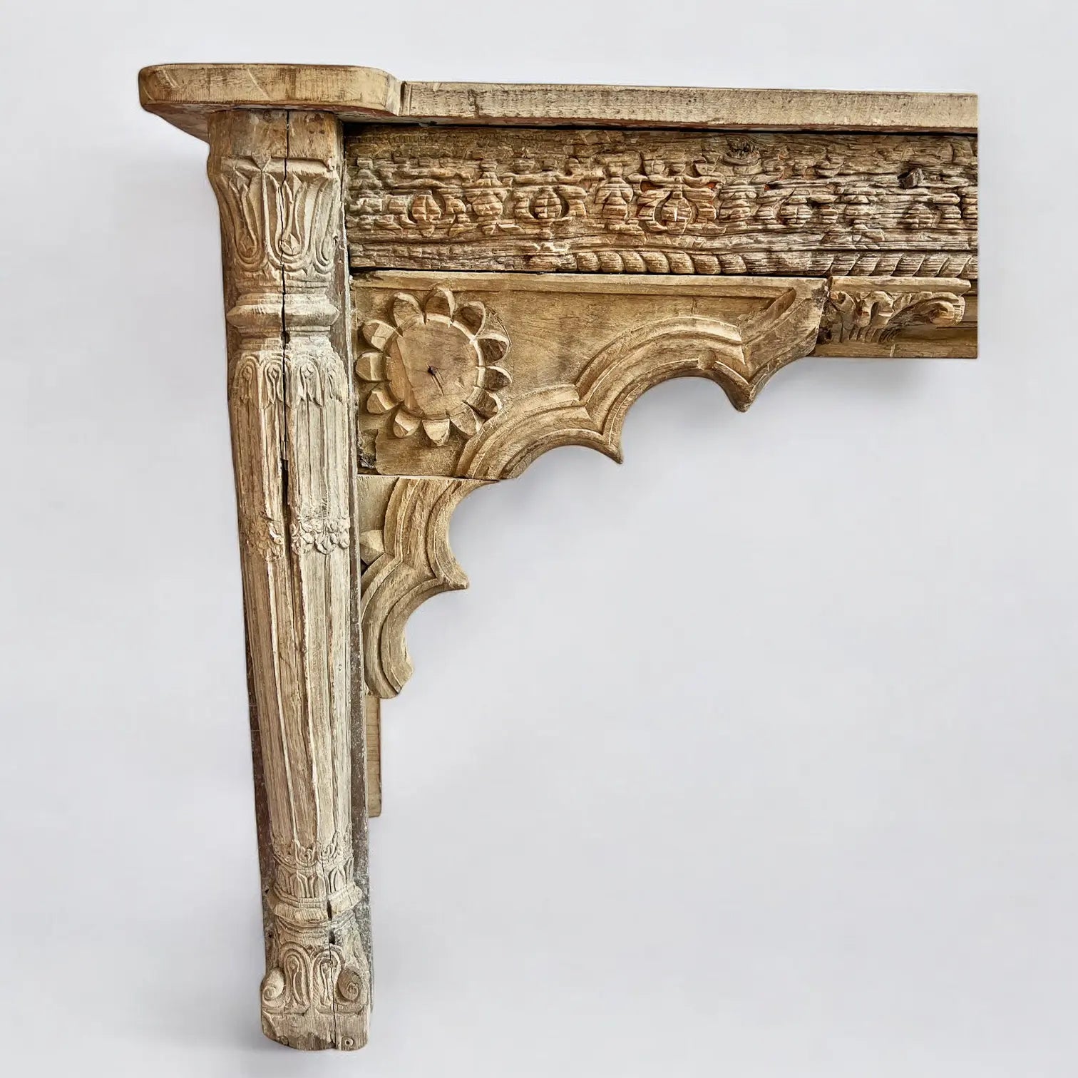 Beautiful Architectural Old White Rustic Carving Console Table Console Table  Antique Console Table jlhomedecor2021.myshopify.com