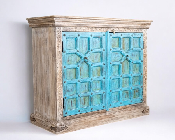 wooden sideboard with rustic charm and functionality.
