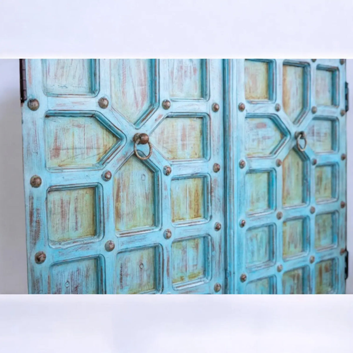Blue & White Rustic Solid Wood Cabinet cabinet  adjustable shelf cabinet jlhomedecor2021.myshopify.com
