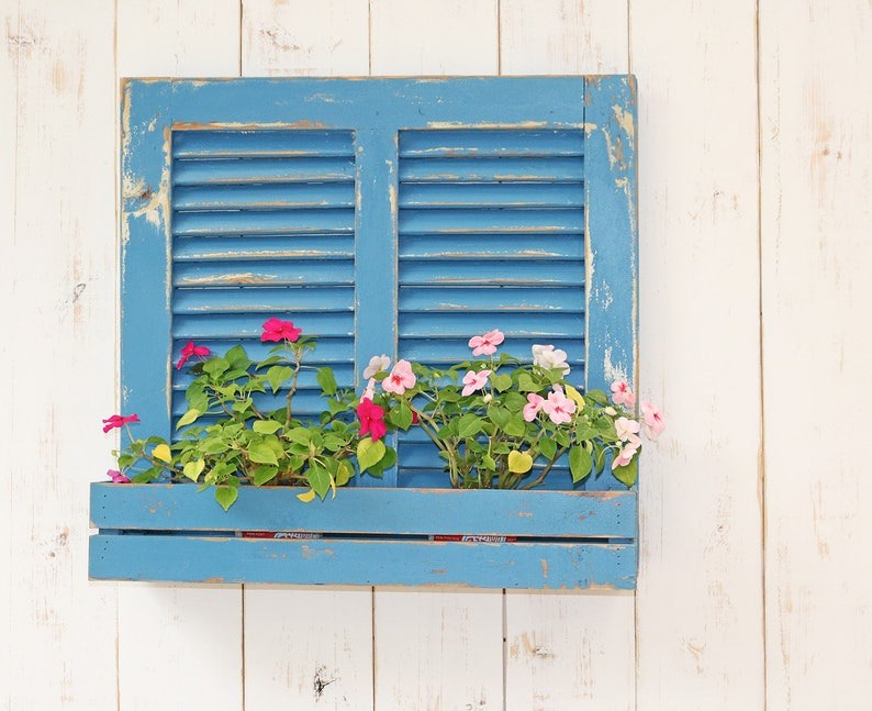Wood shutter planter - J.L.HOME DECOR