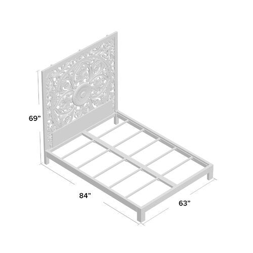 Regal Grandeur Carved Bed Headboard King Size Bed | Luxury Mango Wood Masterpiece