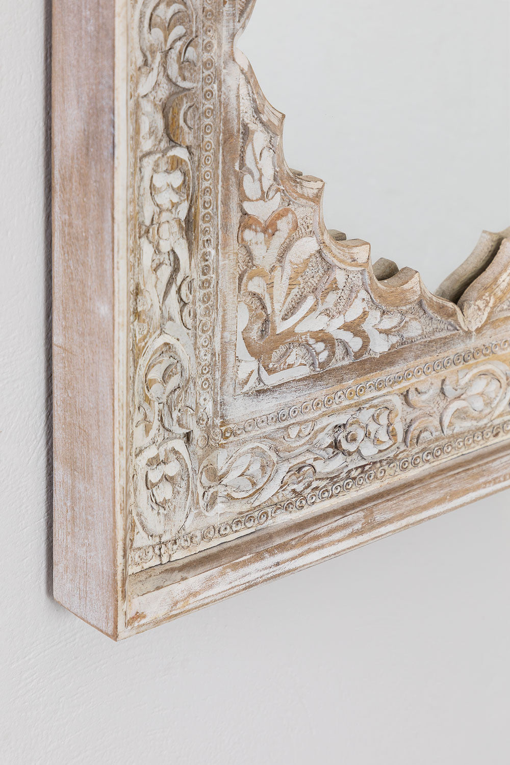 Indian Style Double Wall Mirror Jharokha Hand Carved Wall Mirror in Solid Hard Wood | Vinatge | Rustic | Living Room Antique Wall Decor