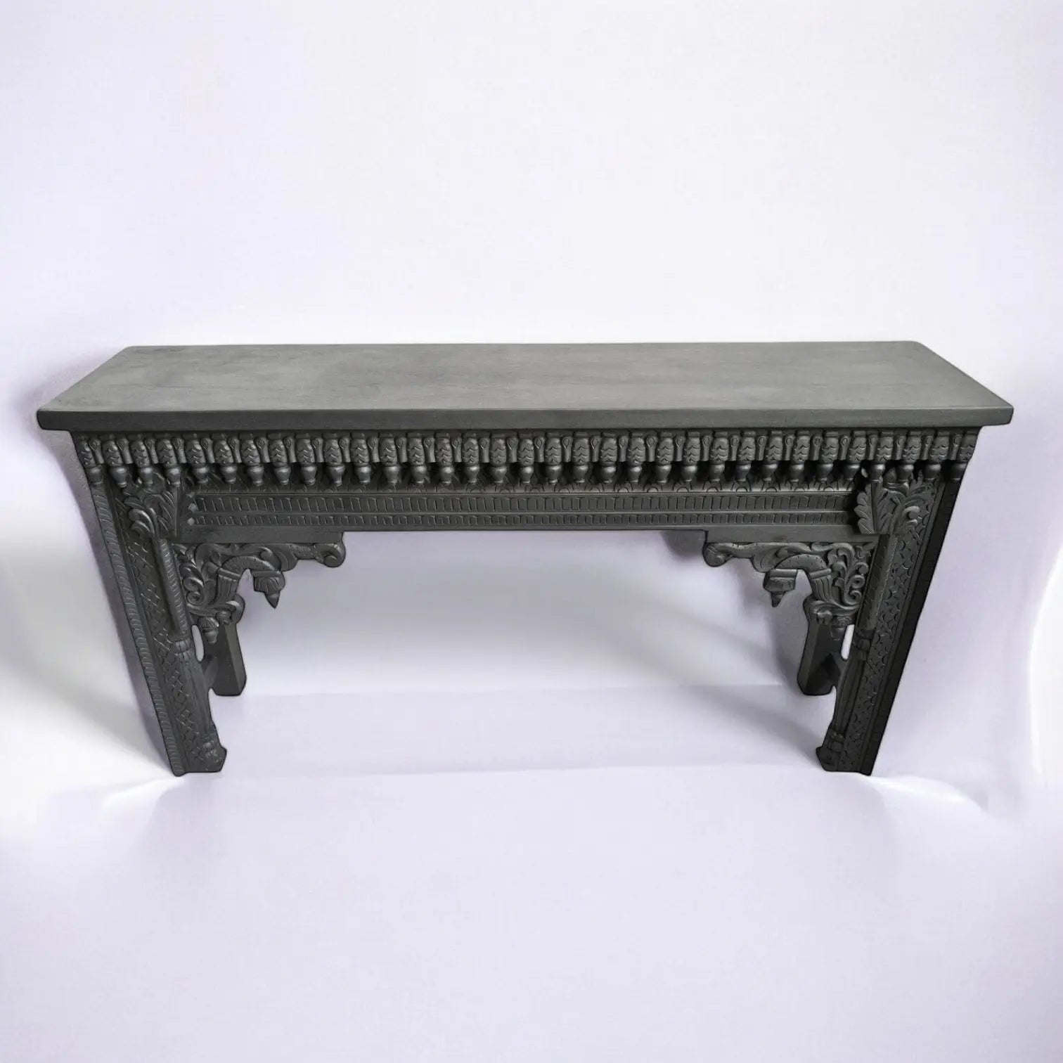Architectural Black Hand Carved Solid Wood Console Table - hallway table Console Table  Antique Finish Table jlhomedecor2021.myshopify.com