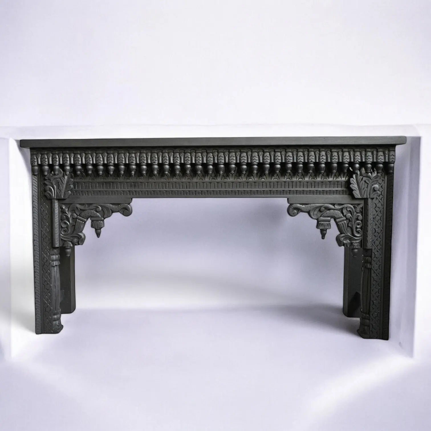 Architectural Black Hand Carved Solid Wood Console Table - hallway table Console Table  Antique Finish Table jlhomedecor2021.myshopify.com