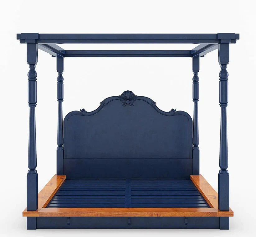  blue two-tone canopy bed