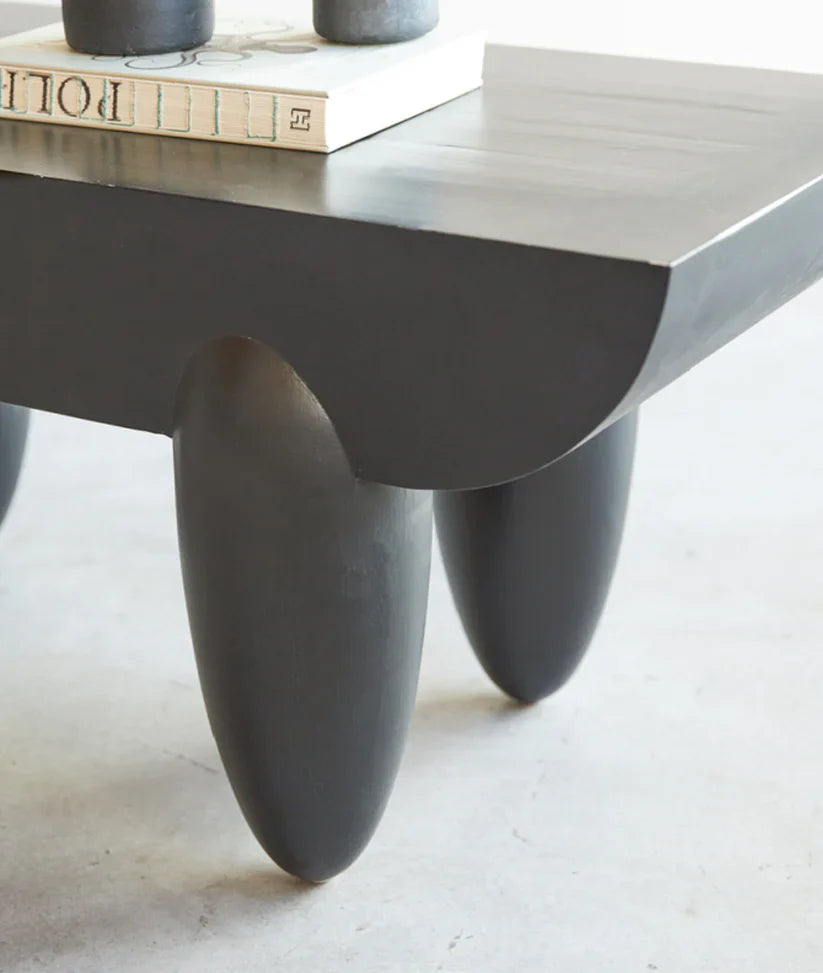 bold walnut finish statement table