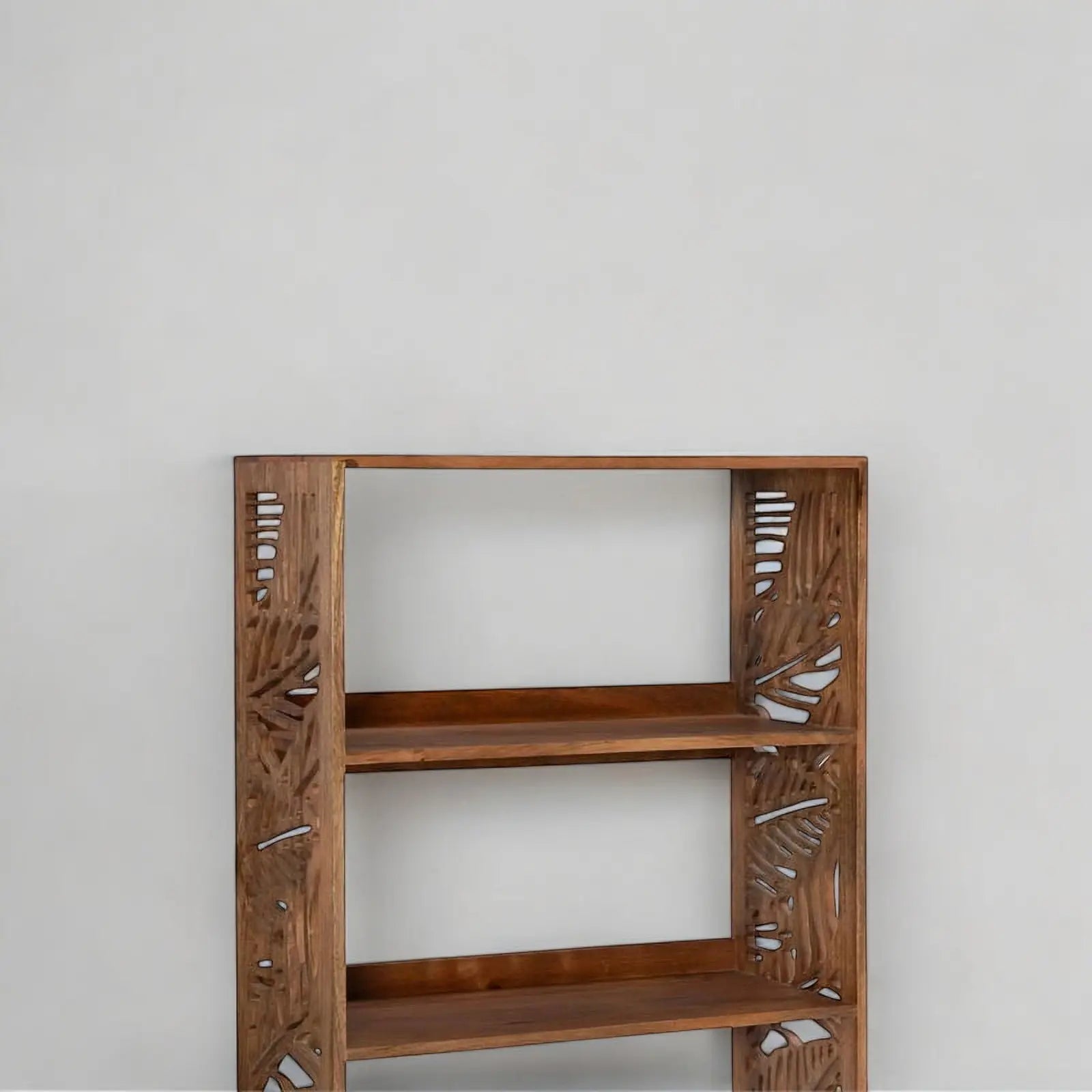 Leaf Cutwork Carving Solid Wood Bookshelf Bookshelf  Artisan Craftsmanship jlhomedecor2021.myshopify.com
