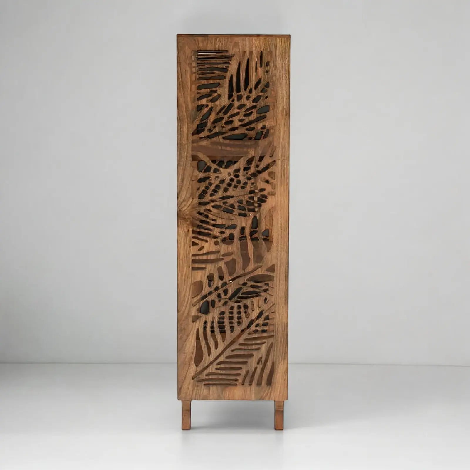 Leaf Cutwork Carving Solid Wood Bookshelf Bookshelf  Artisan Craftsmanship jlhomedecor2021.myshopify.com