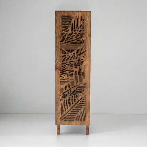 Leaf Cutwork Carving Solid Wood Bookshelf