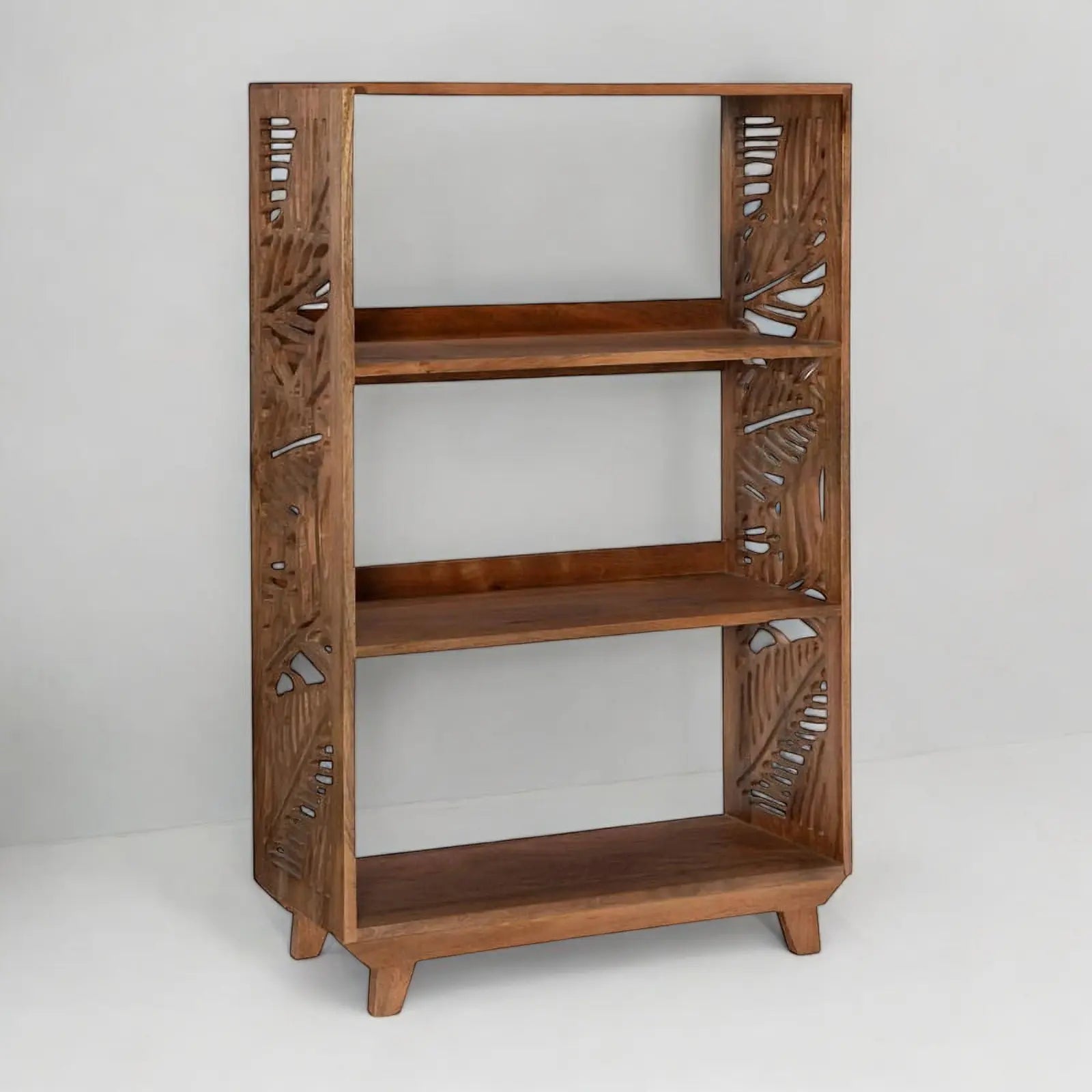 Leaf Cutwork Carving Solid Wood Bookshelf Bookshelf  Artisan Craftsmanship jlhomedecor2021.myshopify.com