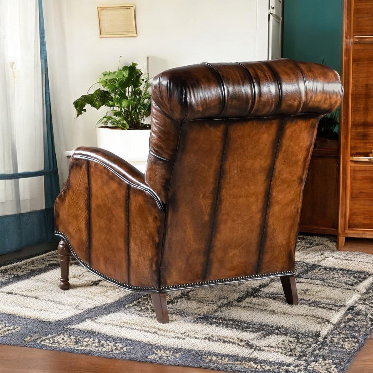 Elegant Brown Leather One Seater Sofa for Compact Spaces
