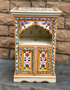 Cream & Yellow Hand Painted Bedside Table | Wooden Cabinet | Bedside | Side Decor (48x36x74cm) - J.L.HOME DECOR