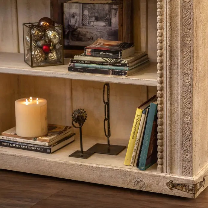 Antiquity Crafted Solid Wood White Book Rack Book Rack  Antique Book Shelf jlhomedecor2021.myshopify.com