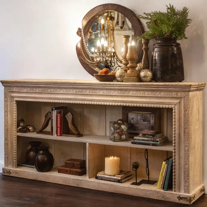 Antiquity Crafted Solid Wood White Book Rack Book Rack  Antique Book Shelf jlhomedecor2021.myshopify.com