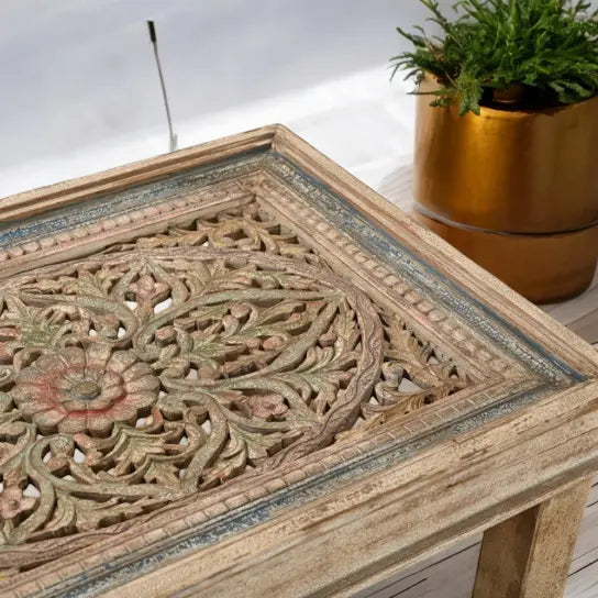 Rustic Elegance Meets Modern Functionality - Unique and Contemporary Designs - Hand Carving Top White Rustic Solid Wood Coffee Table coffee table  antique look jlhomedecor2021.myshopify.com