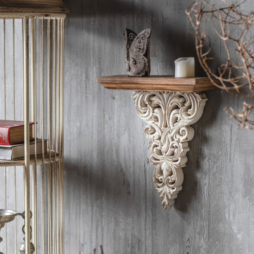 Rustic wall decor with mango wood shelf