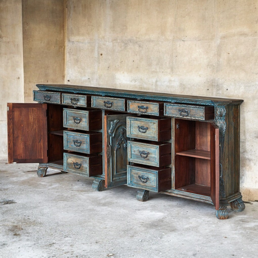 Mango Wood Chest of Drawers – Blue Vintage Dresser Drawer Cabinet | J.L.HOME DECOR