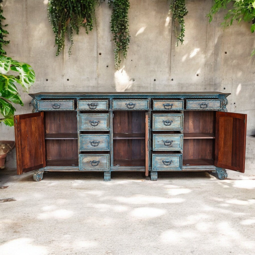 Mango Wood Chest of Drawers – Blue Vintage Dresser Drawer Cabinet | J.L.HOME DECOR