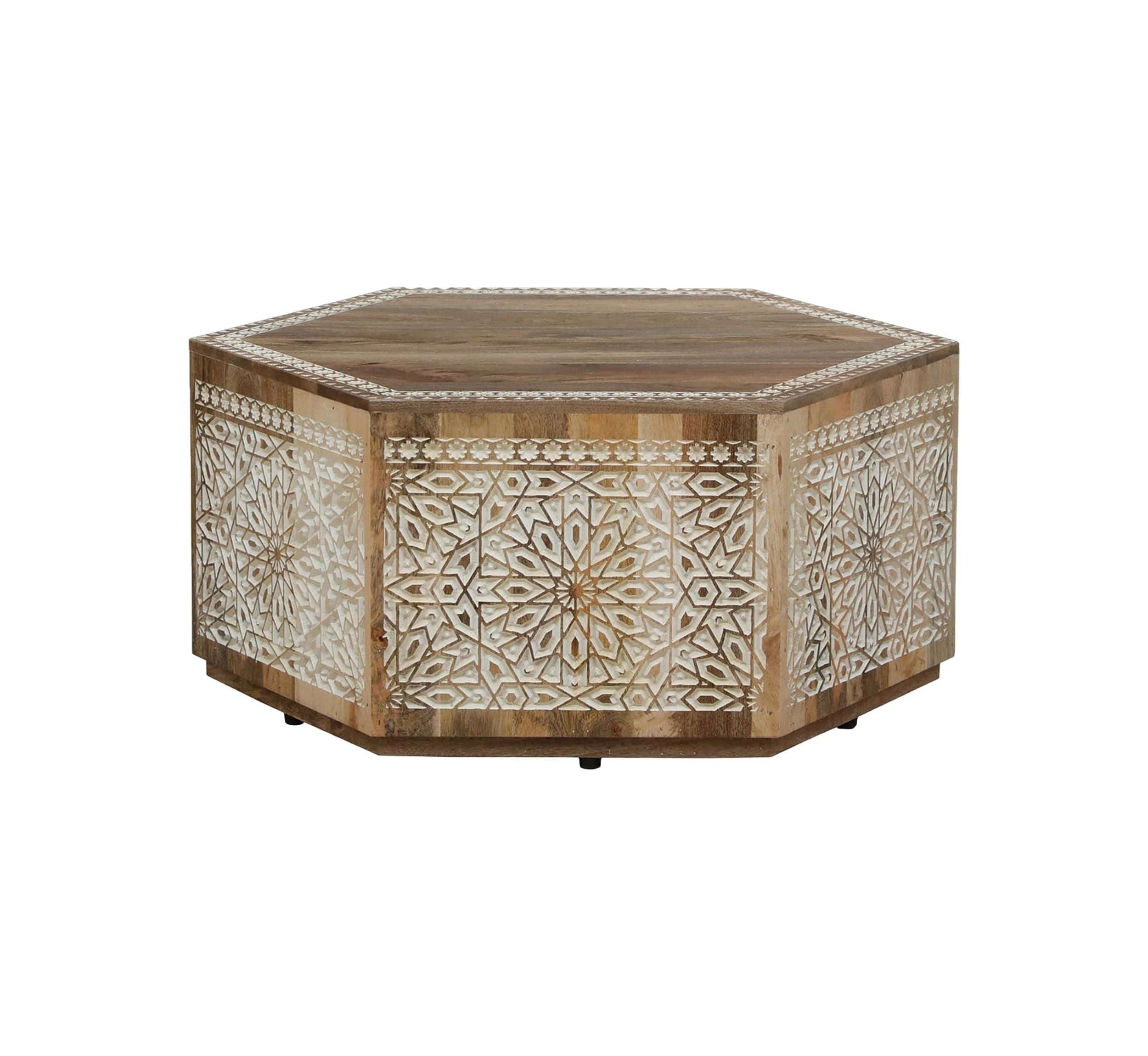CottageBliss Farmhouse White Solid Mango Wood Center Table – 36" Square, Handcrafted by J.L.HOME DECOR