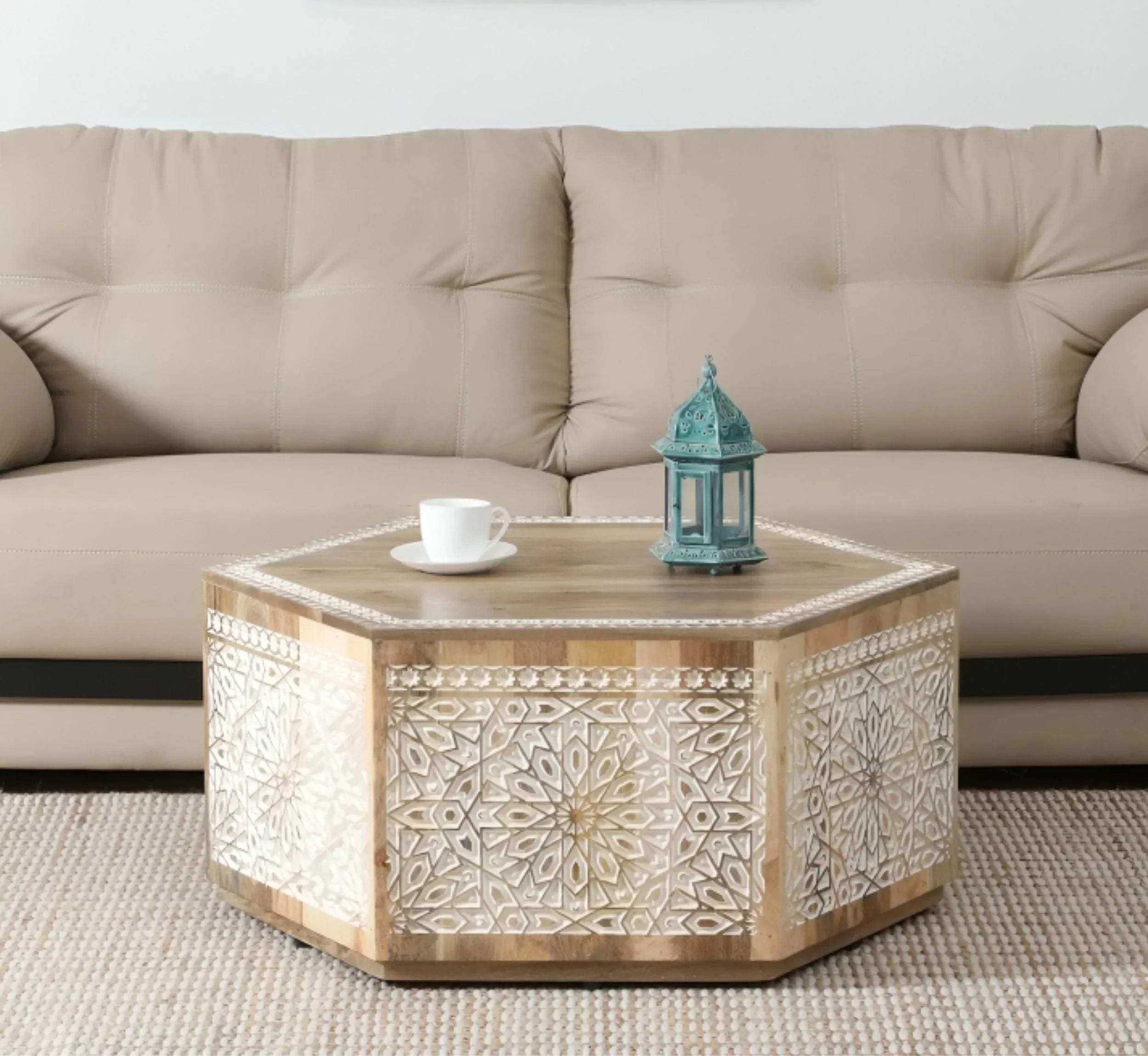 CottageBliss Farmhouse White Solid Mango Wood Center Table – 36" Square, Handcrafted by J.L.HOME DECOR