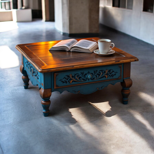 Carved vintage Coffee table | antique wood table