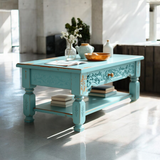 Blue Carved vintage Coffee table