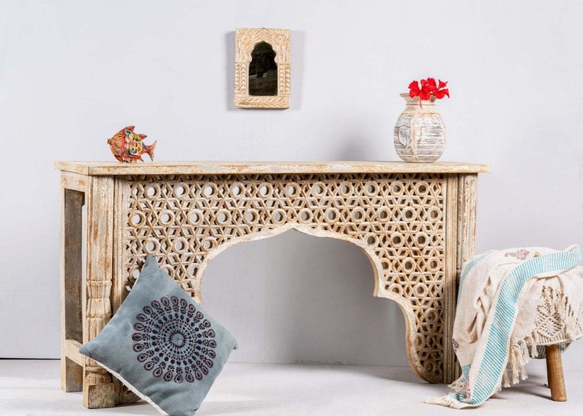 Wooden Carved Console Table wooden console table|console table|living room console table|table|small console table|white console table,