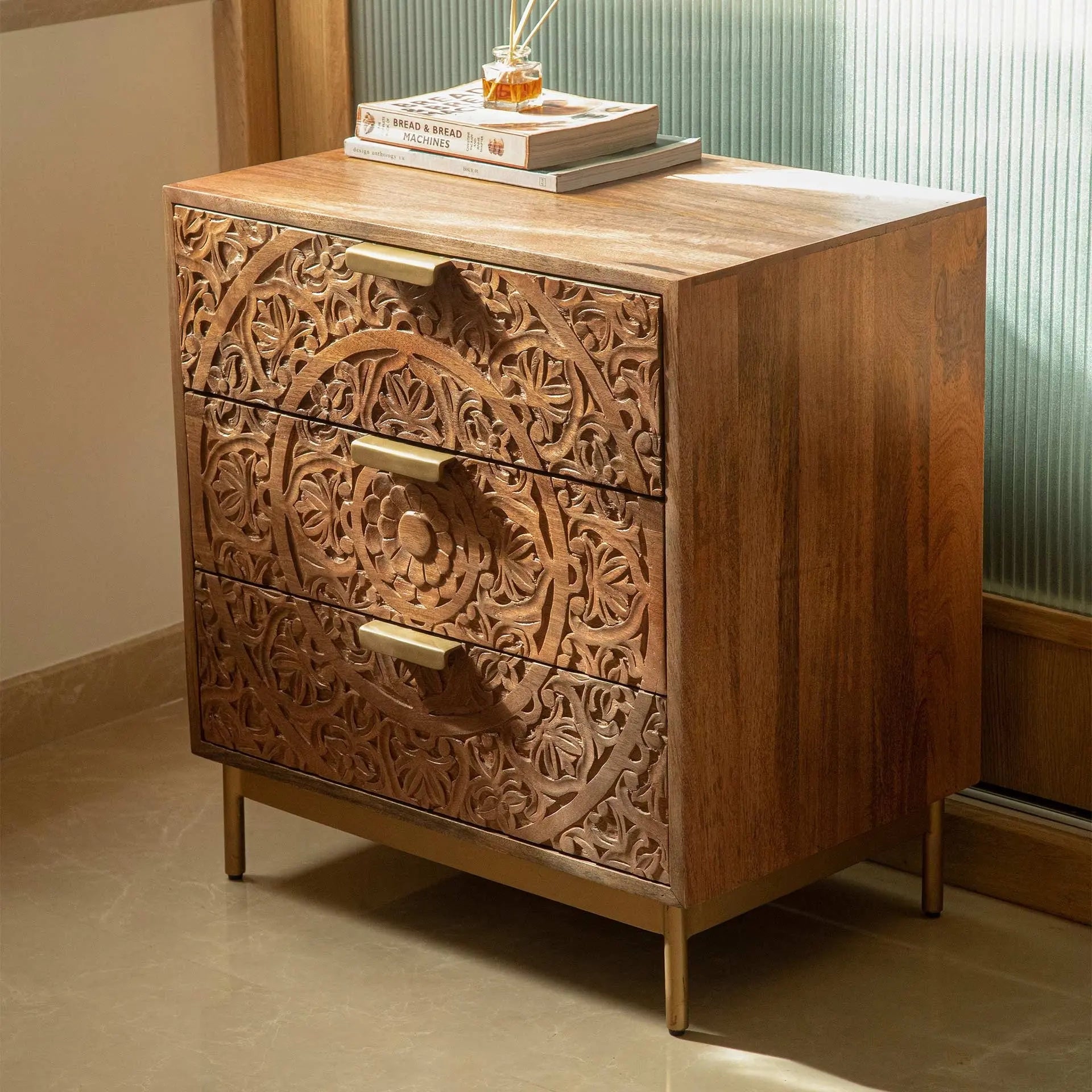 Triple chest drawer with metal legs Chest of Drawer  buffet jlhomedecor2021.myshopify.com