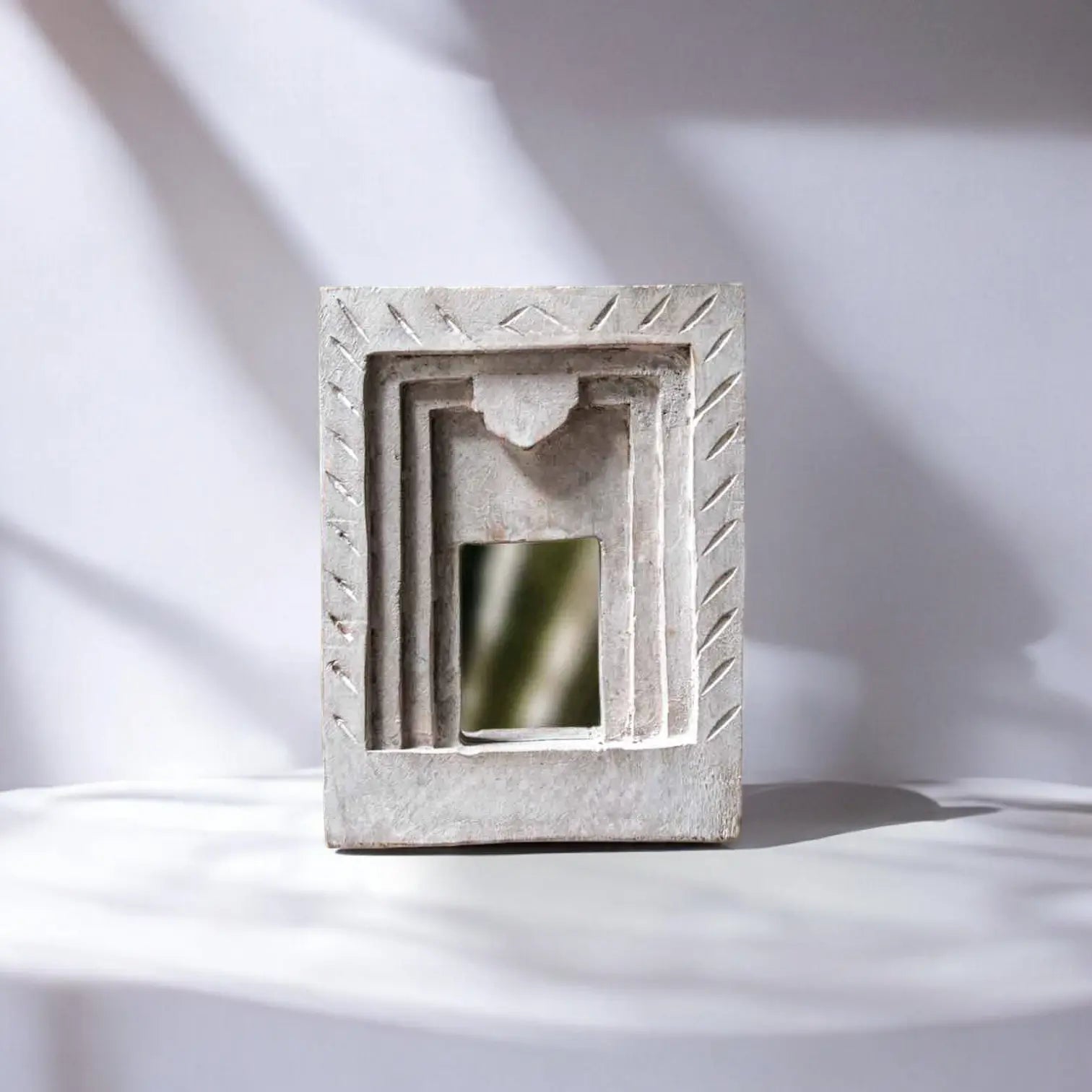 Temple Mirror White Hand Carved Mirror  architectural design jlhomedecor2021.myshopify.com