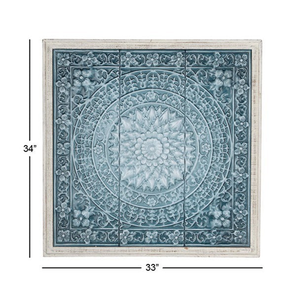 Heritage Crest Carved Wooden Panels | Rustic Antique Wall Decor