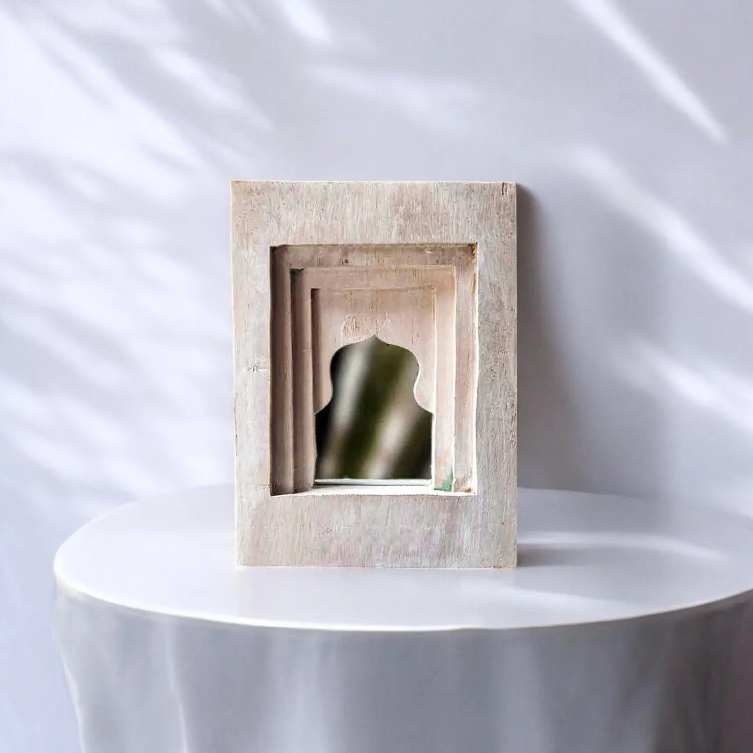 Temple Mirror White Hand-Carved Mirror  architectural design jlhomedecor2021.myshopify.com